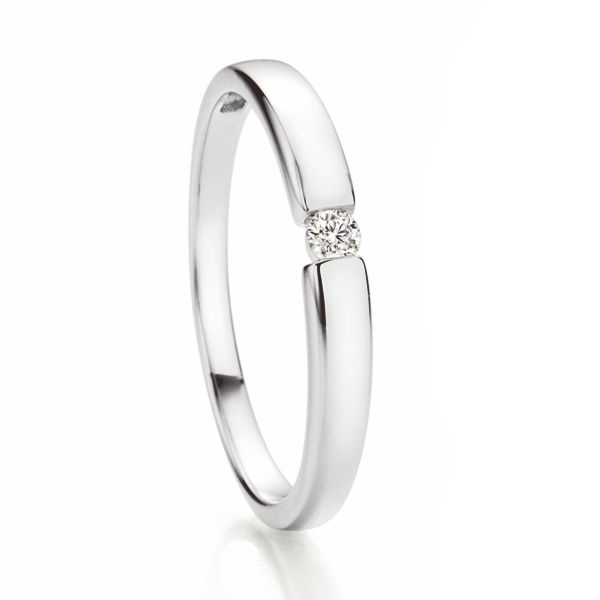 Solitaire Weissgold Ring | Spannring Optik 0,05 ct